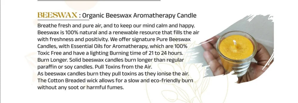 Yellow Organic Aromatherapy Beeswax Candle